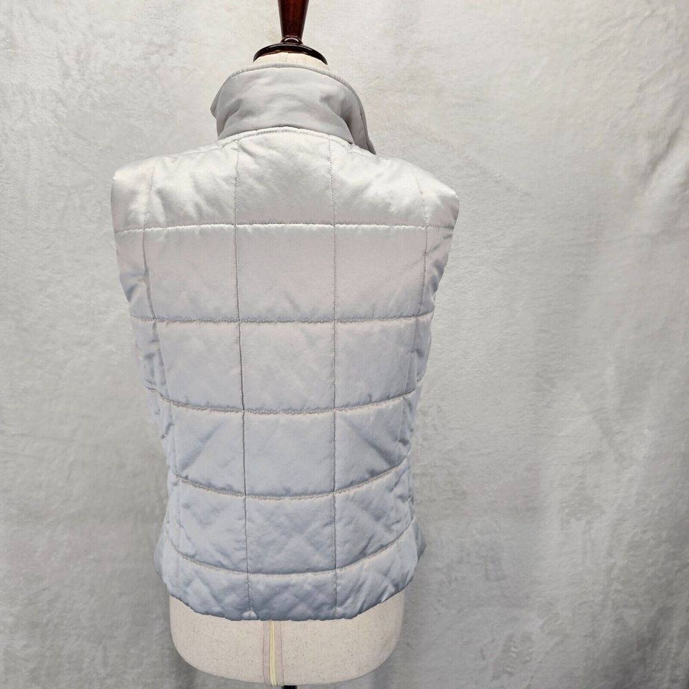 Lauren Ralph Lauren Quilted Vest Womens Sz Medium Gray Full Zip Button Mock Neck - Picture 3 of 8
